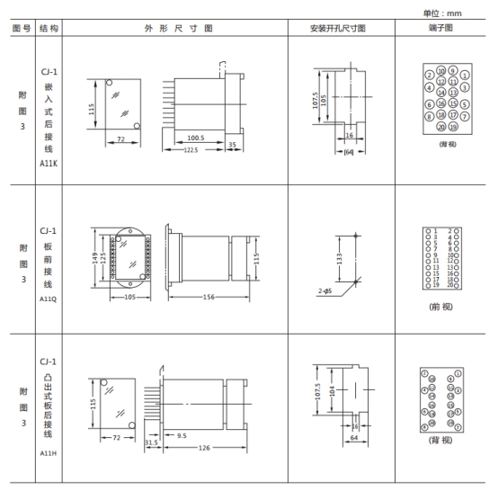 JL8-21集成电路电流继电器继电器外形尺寸及开孔尺寸