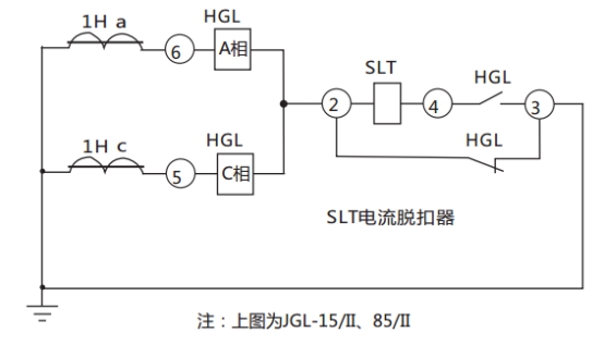 JGL-81/Ⅱ二相静态反时限过流继电器典型应用接线图