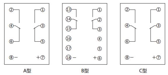 JCDY-2/B直流电压继电器内部接线及外引接线图