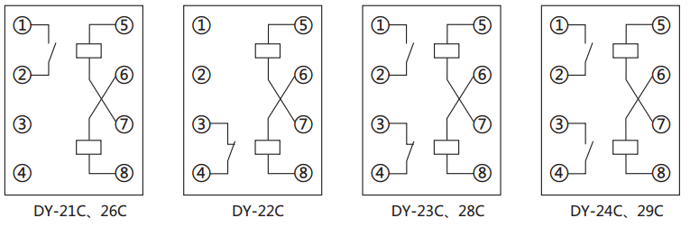 DY-28C、D电压继电器内部接线图