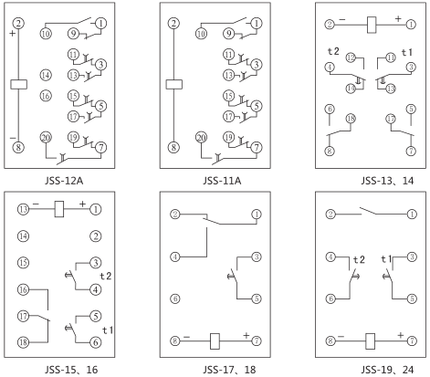 JSS-12A时间继电器背后接线图及外引接线图(背视图)图片