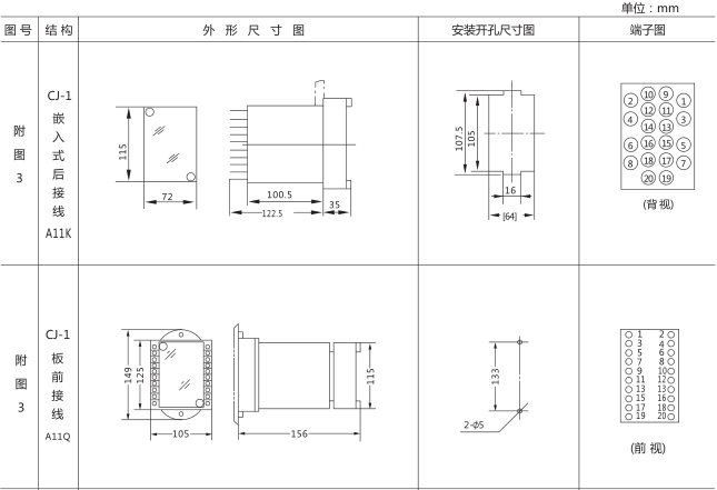 JSS-12A时间继电器外形尺寸及安装开孔尺寸图片一