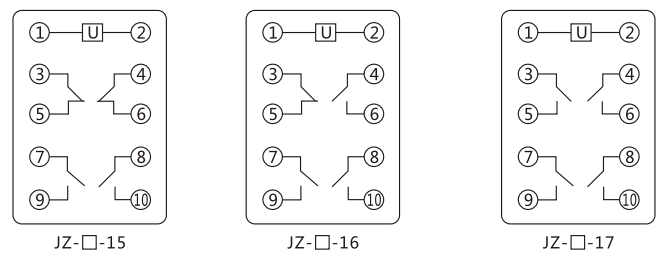 JZY（J)-404静态中间继电器内部接线图及外引接线图