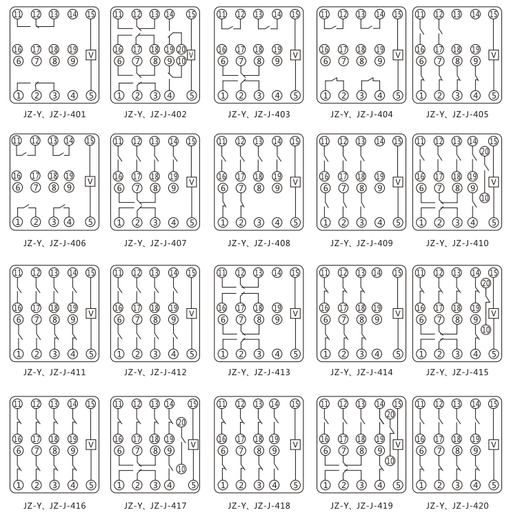 JZY（J)-15静态中间继电器内部接线图及外引接线图